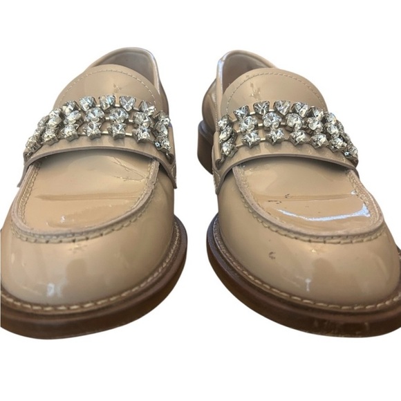 AGL Attilio Giusti Leombruni Lola Strass Mixed Crystal Loafers Nude Size 36.5 - Picture 3 of 10